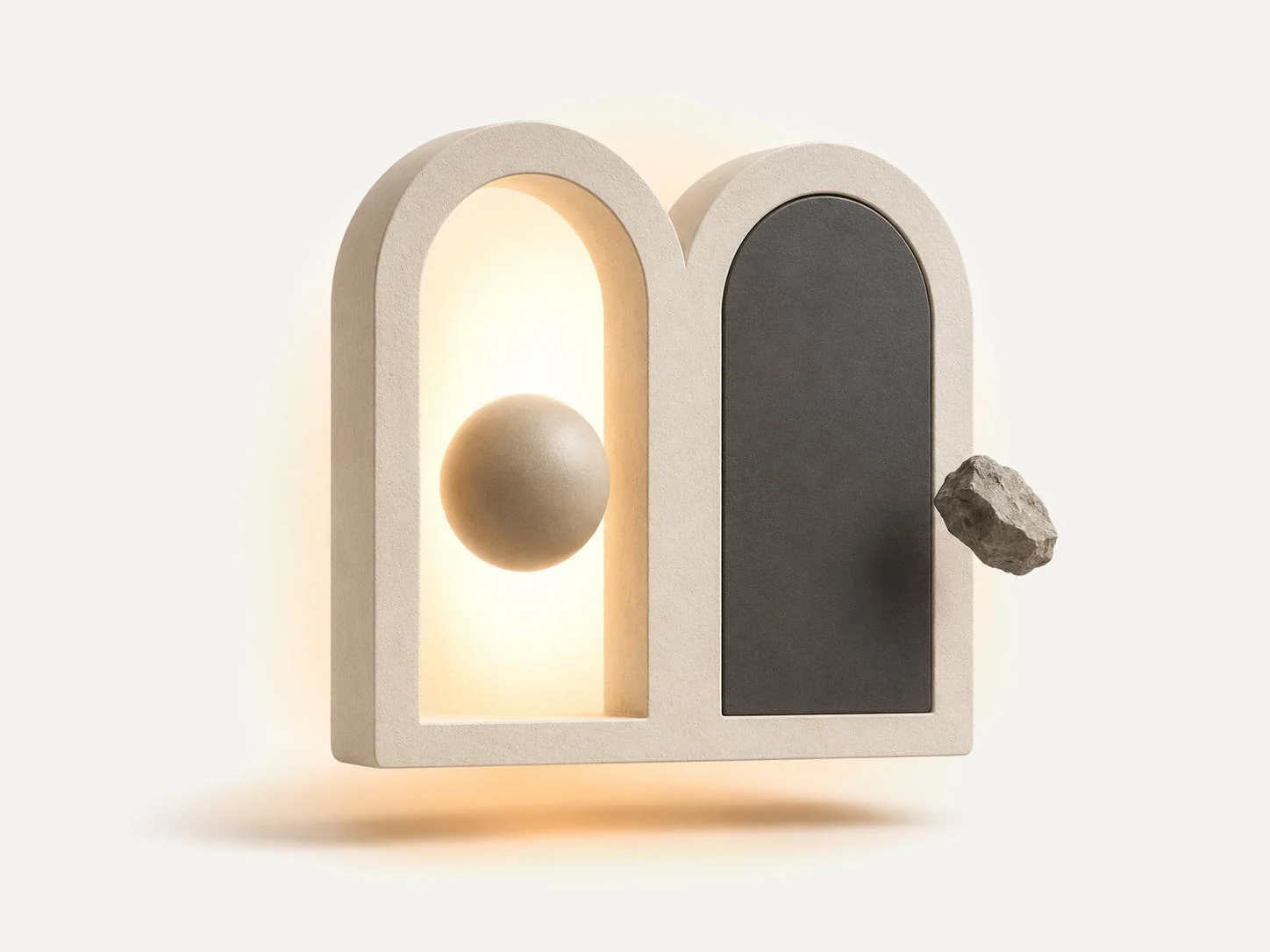Illustrated arched doors, one highlighted