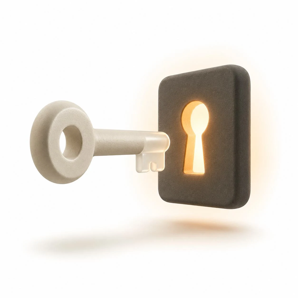 Illustrated key inserted into a glowing keyhole, symbolising free trial access