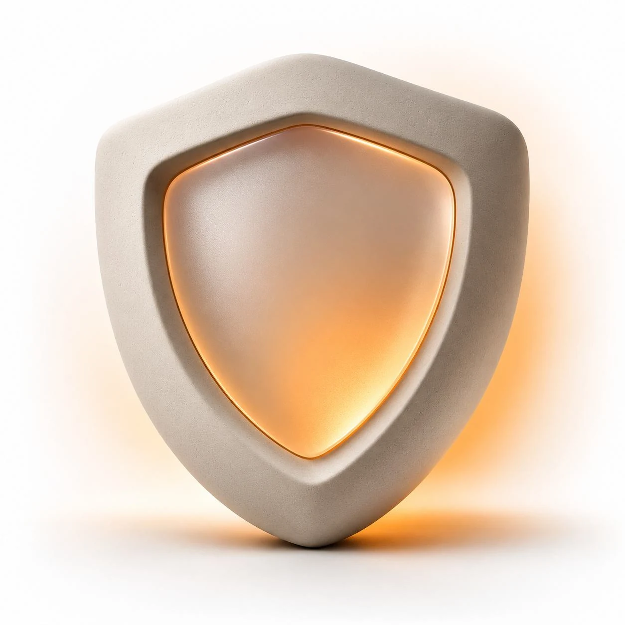 Illustrated shield with a warm glowing interior, representing safeguarding and certification