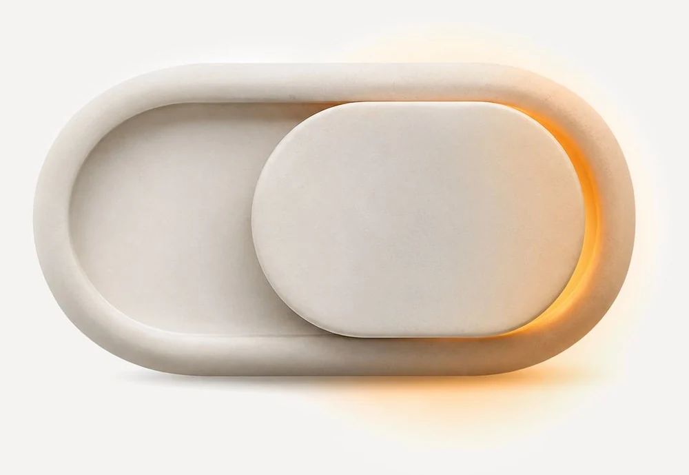 3D toggle switch with a warm glow, symbolising switching your account on