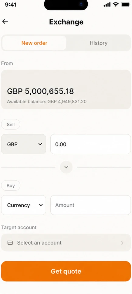 The same exchange screen on mobile